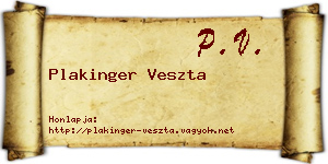 Plakinger Veszta névjegykártya